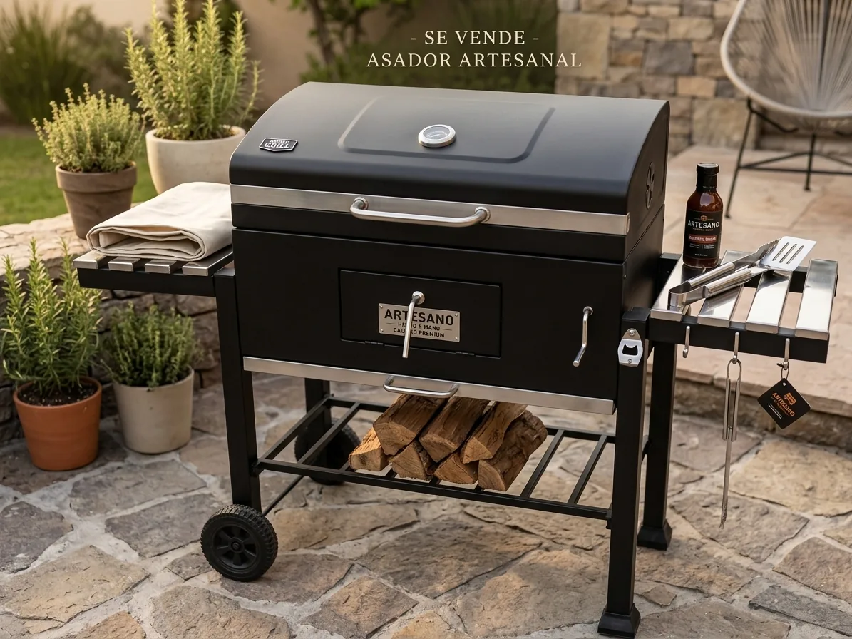 Asador de acero hecho a mano por Maquinados Alvisa, vista completa